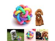 Pet Puppy Dog Training Playing Toy Chewing Colorful Rubber Round Ball With Bells