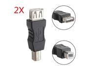 2Pcs USB Type A Female to USB Type B Male Plug Port Converter Adapter Connector