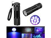 Mini 9 LED Aluminium Ultra Violet UV Currency Detection Flashlight Torch Light Lamp