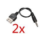 2x 3.5mm Male AUX Audio Plug Jack to USB2.0 Female Converter Cable Cord Car MP3