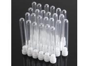 New 50pcs 15x100mm Lightweight Clear Plastic Test Tubes with Clear White Caps Stoppers 12ml