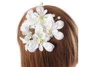 Flower Pearl Rhinestone Wedding Prom Bridal Hair Clip Tiara Applique Headdress 3 Colors 21cm x 10.5cm For Weddings Proms Party White