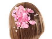 Flower Pearl Rhinestone Wedding Prom Bridal Hair Clip Tiara Applique Headdress 3 Colors 21cm x 10.5cm For Weddings Proms Party Pink