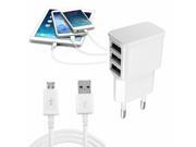 3 Port 2A Travel Wall Charger Adapter USB Cable For Samsung Galaxy S3 S4 Note 2