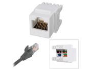 White Cat 6 RJ45 8P8C Punchdown Keystone Modular Ethernet Snap in Jack Network