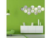 Modern 12pcs 3D Mirror Geometric Hexagon Home Acrylic Wall Sticker Decor Art DIY Decoration Silver
