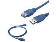 1.6 3 5 6 10Ft USB 3.0 A Male To A Female Extension Cable High Speed Signal Transfer Cord Blue 1M