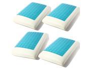 4pcs 50 cm x 30 cm x 7cm Queen Solid Piece Memory Foam White Bed Pillows Blue Cooling Comfort Gel White Blue