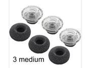 3 Medium For Plantronics Voyager LEGEND Earbuds Clear Eargels 3 Black Foams