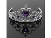 Children Princess Crystal Heart Tiara Crown Hair Accessory For Party Wedding purple