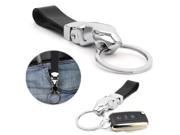 Fashion Metal Leopard head Men Leather Strap Keyring Car Keychain Ring Black