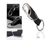 Silver Metal Leather Strap Cars Keyring Keychains Key Chain Ring Fob Holder Gift