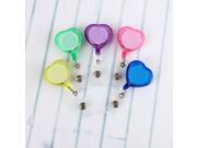 5PC Easy To buckle Telescopic Buckle Card Pull Buckle Heart Shape Retractable Clip Key Chain Color Random For ID Card Label