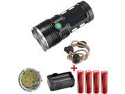 New SKYRAY 12000Lm 8X XML L2 T6 Black Flashlight Torch 3 Modes 4x18650 Batteries Dual Charger For Outdoor Hiking Camping