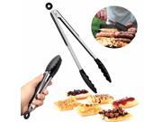 Silicone Stainless Steel Cooking Serving Clip Kitchen Tongs Food Utensil BBQ Salad Bacon Buffet Tool