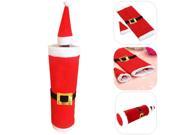 White Red Christmas Santa Suit Wine Bottle Cover Hat Cap Xmas Holiday Decor Gift Bag Wrap Home Decoration