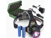 New 2000Lm XML T6 LED Zoomable Adjustable Focus HeadLamp Light Torch 3 Modes 2*18650 Battery AC Car Charger Box