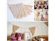 12PCS 11.5Ft Triangular Lace Hessian Flags Bunting Party Wedding Birthday Banner