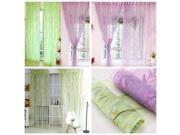 Leaf Willow Tulle Pattern Window Door Curtain Sheer Panel Drapes Scarf Valances 200x100cm Green