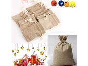 12PCS 10x7cm Jute Hessian Linen Burlap Drawstring Candy Pouches Gift Favor Bag For Wedding Holiday Occasions