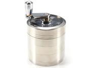 New 55x55mm Tobacco Grinder Aluminum Herb Spice Crusher Muller Hand Crank 5 Part Silver