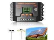 30A PWM LCD Dual USB Solar Panel Battery Regulator Charge Controller 12 24V