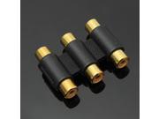 3 RCA Video Audio Female to Female F F Connector Extender Adaptor Coupler Golden