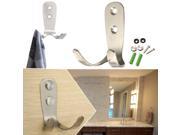 Stainless Steel Double Hooks Hanger Bathroom Wardrobe Wall Door Clothes Coat Hat