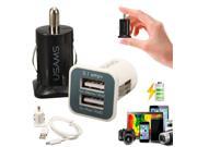 3.1A Dual 2 USB Car Charger Adapter 1M Micro USB Data Cable Cord for Phone Tab