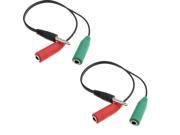 2Pcs 3.5mm Audio Male to 2 Female Plug Adapter Stereo Headset Mic Splitter Cable