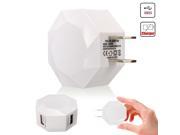 3A Max 2 Ports Diamond USB Home Travel Wall Charger Fast Adapter 5V for Apple