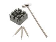 Set 5Pcs Watch Repair Tool Band Strap Link Removal Holder Hammer Punch Pin Kit