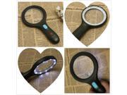 2x 120mm Handheld Reading Pocket Magnifying Glass 10 LEDs Magnifier Black