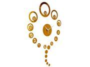 Gold Luxury Ring Circle Mirror Sticker Wall Clock Home Office Hour DIY Decor