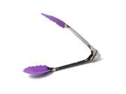 7 Stainless Steel Silicon Kitchen Salad Ice Cake Bread BBQ Food Tong Clip Clamp Purple