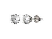 10k White Gold 6mm Round Created White Sapphire Stud Earrings