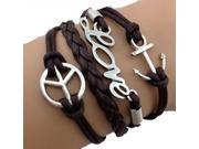 Handmade Multi Layer Infinity Cross Leather Rope Bracelet Tq B8