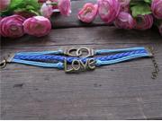 Multi Layer Handmade Infinity Cross Leather Rope Bracelet Tq B72
