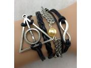 Infinity Cross Leather Handmade Multi Layer Rope Bangle Tq B177