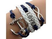 Handmade Multi Layer Infinity Cross Leather Rope Bracelet Tq B33