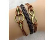 Infinity Cross Leather Handmade Multi Layer Rope Bangle Tq B146