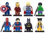 Iron Man Spiderman Superman Batman Hulk Wolverine 8 Mini Figures Set Lego Fit