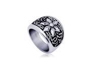 Retro Hexagram Titanium Pattern Ring 9