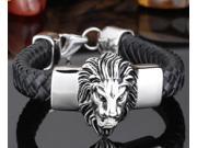 Men s titanium steel influx of men and punk leather bracelet personalized steel bracelet animal Lionhead domineering