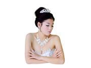 Jesming® Bridal Silver Tone Art Deco Flower Necklace Earrings Clear Austrian Crystal