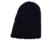 Men and women knit headgear pure simple cap Navy blue One Size