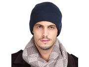 Wool knit hat outdoor mountaineering man simple hat Navy blue One Size