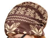 Snowflake striped hood cap Brown One Size