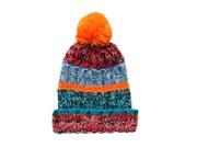 Winter Knitted ear mutilcolor cap Orange One Size