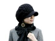 Hemp flowers with duck tongue knit hat Black One Size
